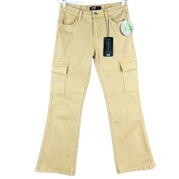 LVGN Jeans Women's Khaki Cargo Pants Size 7 Boot Cut Mid Rise Stretch NWT - Picture 1 of 12